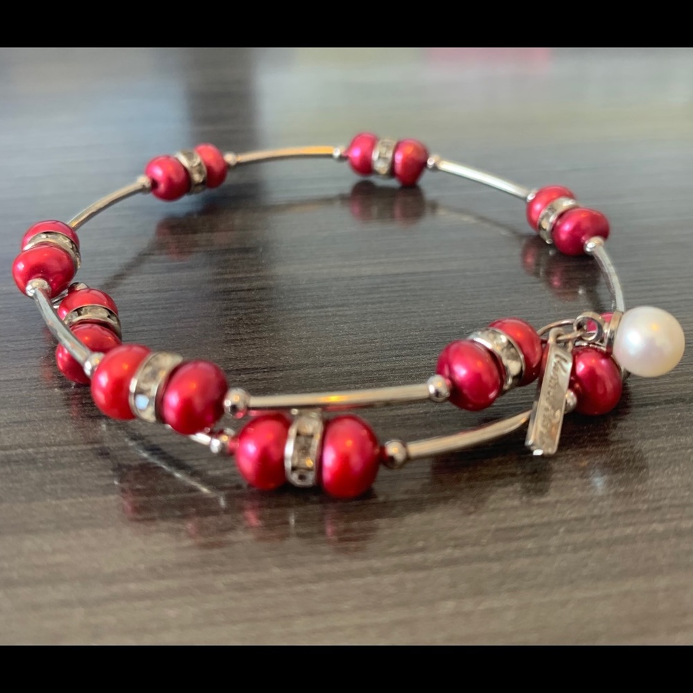 Vantel Pearls Ruby Wrap Bracelet